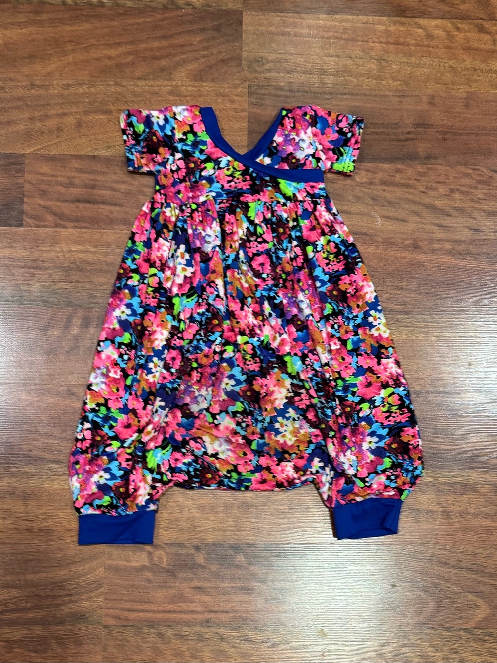 Bubbleigh Boutique - Floral Bubble Romper in Bright Pink & Blue